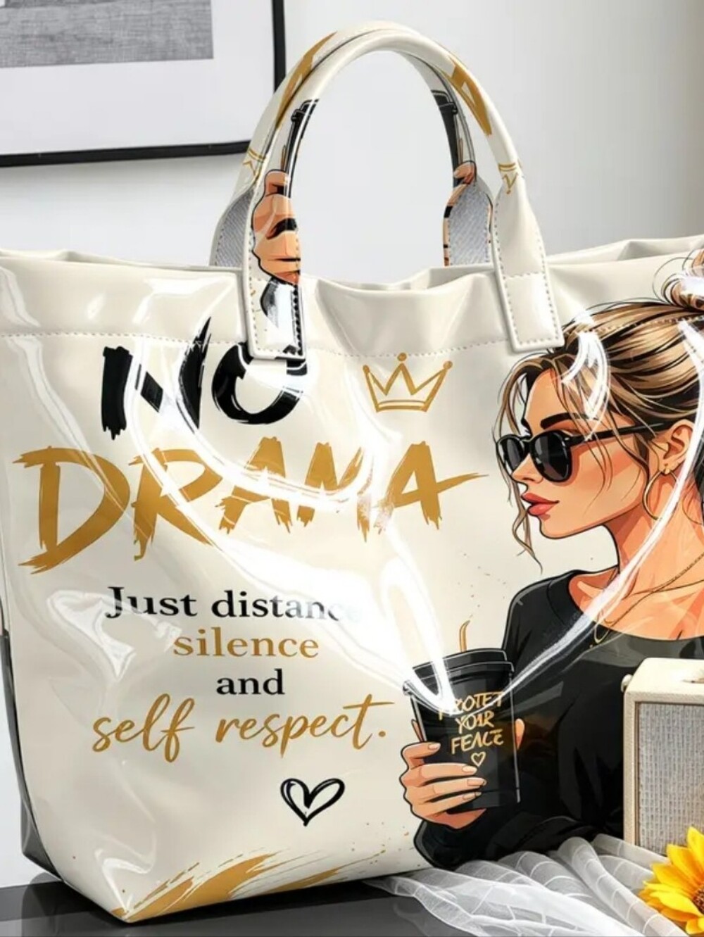 Women No Drama Tote Bag Daily Commute Hand Bag - Picture 4 of 5